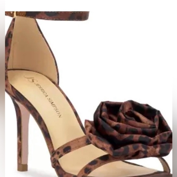 Jessica Simpson Shoes - Jessica Simpson Leopard Print Taiga Strappy Heels With Floral Design